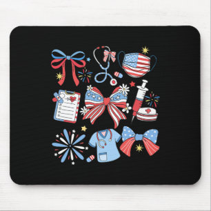Coquette Bow 4th July Nurse Icu Nurse Crna Surgica Mouse Pad