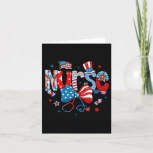 Coquette Bow 4th Of July Nurse Nursing Usa Flag Gi Card