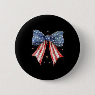 Coquette Bow 4th Of July Us Flag God Shed His Grac 6 Cm Round Badge