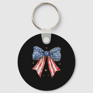 Coquette Bow 4th Of July Us Flag God Shed His Grac Key Ring