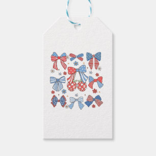Coquette Bow 4th Of July USA American Patriotic Gift Tags