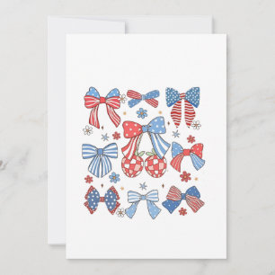 Coquette Bow 4th Of July USA American Patriotic Invitation