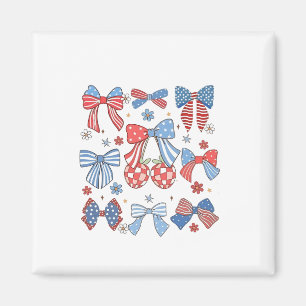 Coquette Bow 4th Of July USA American Patriotic Magnet