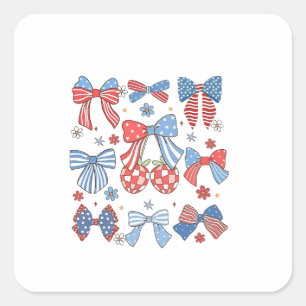 Coquette Bow 4th Of July USA American Patriotic  Square Sticker