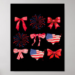 Coquette Bow 4th Of July Usa American Patriotic Wo Poster