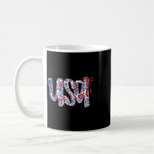 Coquette Bow 4th Of July Usa Floral Usa For Women Coffee Mug