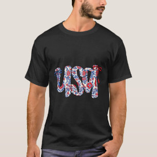 Coquette Bow 4th Of July Usa Floral Usa For Women T-Shirt