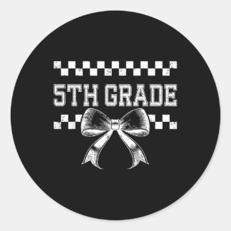 Coquette Bow 5th Grade Back To School Preppy Girly Classic Round Sticker