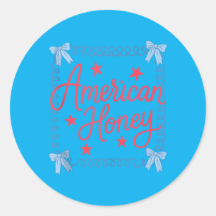 Coquette Bow Aamerican Honey For Women Girls 4th Classic Round Sticker