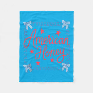 Coquette Bow Aamerican Honey For Women Girls 4th Fleece Blanket