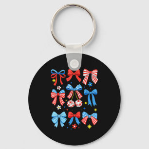 Coquette Bow American Flag Patriotic Key Ring