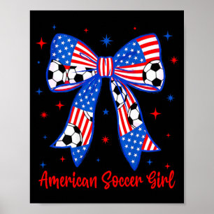 Coquette Bow American Flag Soccer 4th of July Poster