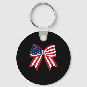 Coquette Bow American Flag Vintage Patriotic Bow 4 Key Ring