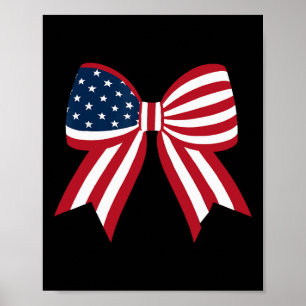 Coquette Bow American Flag Vintage Patriotic Bow 4 Poster