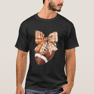 Coquette Bow American Football Autumn Thanksgiving T-Shirt