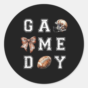 Coquette Bow American Footll Game Day Thanksgiving Classic Round Sticker