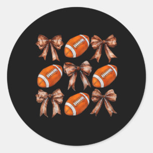 Coquette Bow American Footll Game Day Thanksgiving Classic Round Sticker