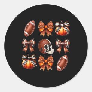 Coquette Bow American Footll Game Day Thanksgiving Classic Round Sticker