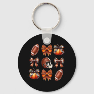 Coquette Bow American Footll Game Day Thanksgiving Key Ring