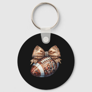 Coquette Bow American Footll Game Day Thanksgiving Key Ring
