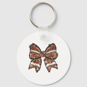Coquette Bow American Footll Game Day Thanksgiving Key Ring