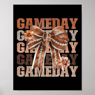 Coquette Bow American Footll Game Day Thanksgiving Poster