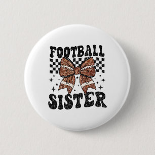 Coquette Bow American Footll Sister Game Day Thank 6 Cm Round Badge