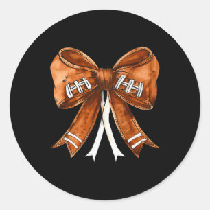 Coquette Bow American Footll Thanksgiving Autumn F Classic Round Sticker
