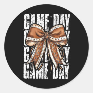 Coquette Bow American Footll Thanksgiving Autumn G Classic Round Sticker