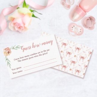 Coquette Bow and Florals Guess How Many Card