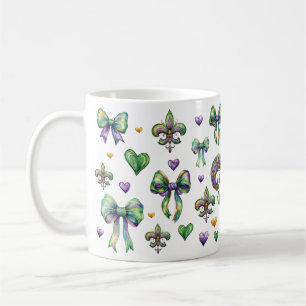 Coquette Bow and Mardi Gras Vibes Coffee Mug