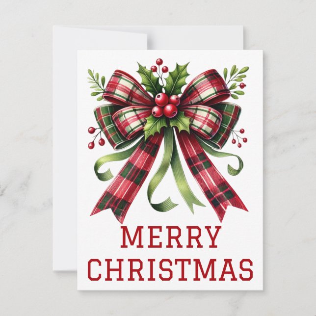 Coquette Bow And Ribbon Christmas Card (Front)