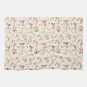 Coquette Bow Apron   Blush Pink Ribbon Pattern  Tea Towel