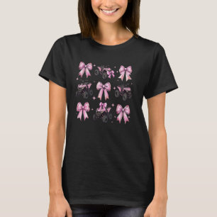Coquette Bow Atv Quad 4 Wheeler Girl Mum Pink Moth T-Shirt