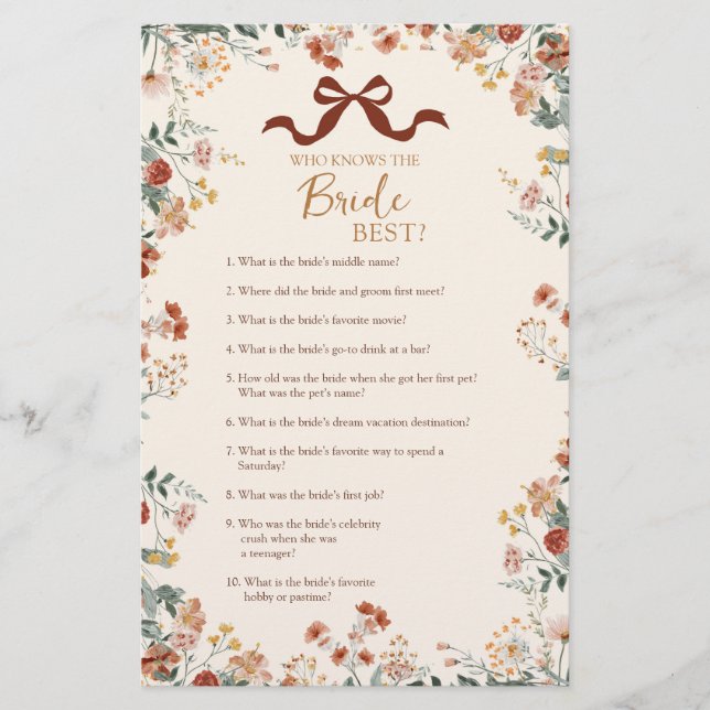 Coquette Bow Autumn Who Knows The Bride Best (Front)