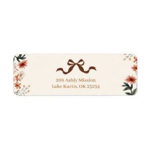 Coquette Bow Autumn Wildflower Address Label Return Address Label