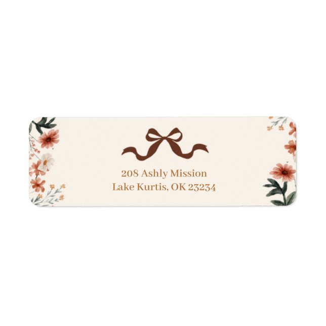 Coquette Bow Autumn Wildflower Address Label Return Address Label (Front)