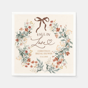 Coquette Bow Autumn Wildflower Bridal Shower Napkin