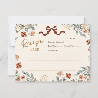 Coquette Bow Autumn Wildflower Recipe Card