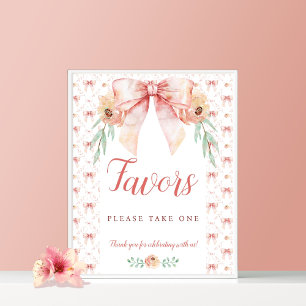 Coquette Bow Baby Shower Favors Poster