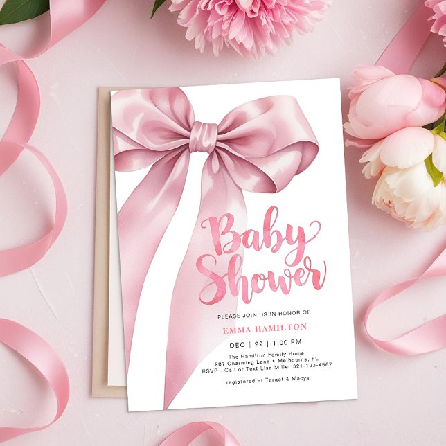Coquette Bow Baby Shower Invitation – Elegant Pink (Baby Shower Invite)