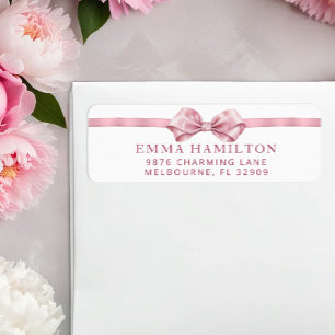 Coquette Bow Baby Shower Return Address Label – El
