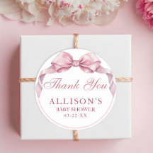 Coquette Bow Baby Shower Thank You Sticker – Elega
