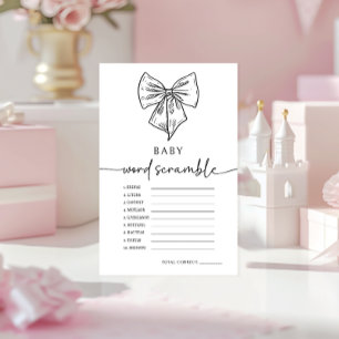 Coquette Bow Baby Word Scramble Girl Shower Game