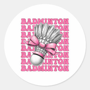 Coquette Bow Badminton Player Shuttle Girl Mum Pin Classic Round Sticker