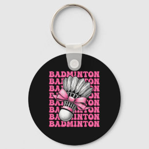 Coquette Bow Badminton Player Shuttle Girl Mum Pin Key Ring
