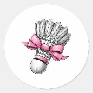 Coquette Bow Badminton Shuttle Pink Ribbon Mum Gir Classic Round Sticker