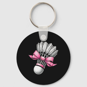 Coquette Bow Badminton Shuttle Pink Ribbon Mum Gir Key Ring