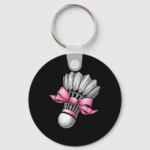 Coquette Bow Badminton Shuttle Pink Ribbon Mum Gir Key Ring