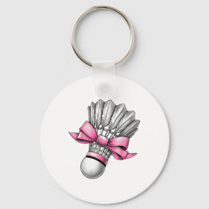 Coquette Bow Badminton Shuttle Pink Ribbon Mum Gir Key Ring